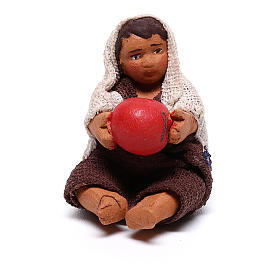 Fanciullo con palla seduto 10 cm presepe napoletano