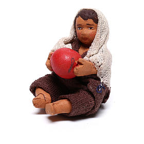 Fanciullo con palla seduto 10 cm presepe napoletano