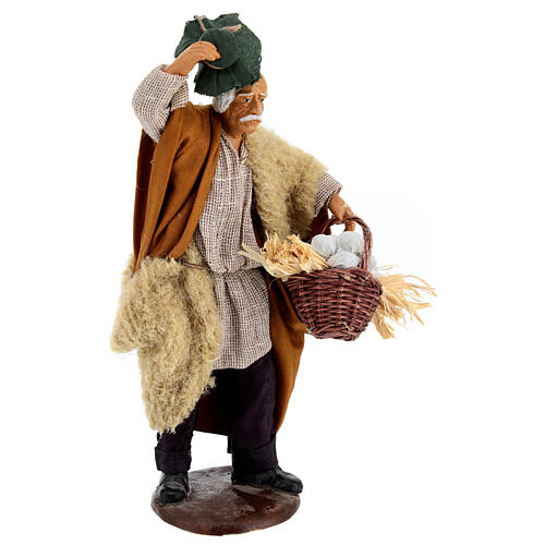Man with hat and garlic basket 14cm neapolitan Nativity 3