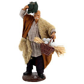 Homme avec chapeau et panier ail 14 cm crèche napolitaine