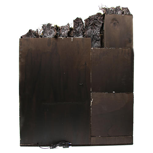 Borgo con capanna illuminato 110x80x58 cm presepe napoletano 4