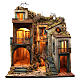 Borgo con capanna illuminato 110x80x58 cm presepe napoletano s1