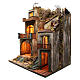 Borgo con capanna illuminato 110x80x58 cm presepe napoletano s2