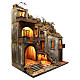 Borgo con capanna illuminato 110x80x58 cm presepe napoletano s3