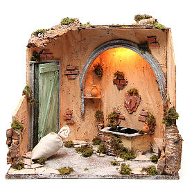 Basement scenery 40X40X40 cm Neapolitan Nativity