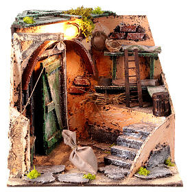 Cellar setting 28x26x24cm neapolitan nativity