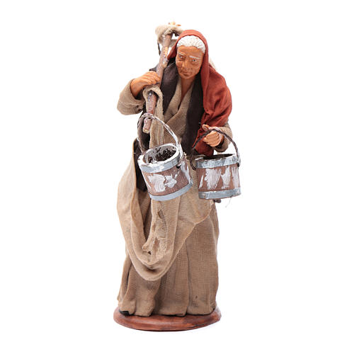 Milk seller with wooden buckets for Neapolitan Nativity, 14cm 1