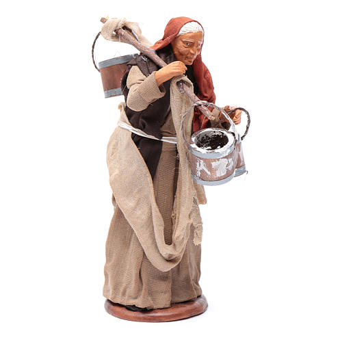 Milk seller with wooden buckets for Neapolitan Nativity, 14cm 3