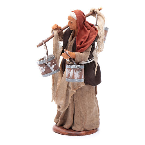 Milk seller with wooden buckets for Neapolitan Nativity, 14cm 2