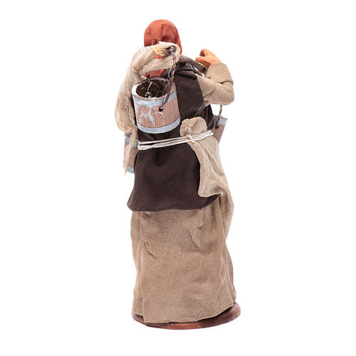 Milk seller with wooden buckets for Neapolitan Nativity, 14cm 4