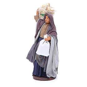 Woman with bread basket holding bag for Neapolitan Nativity, 14cm