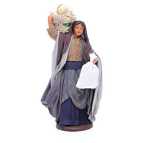 Donna cesto pane sacchetto in mano 14 cm presepe Napoli