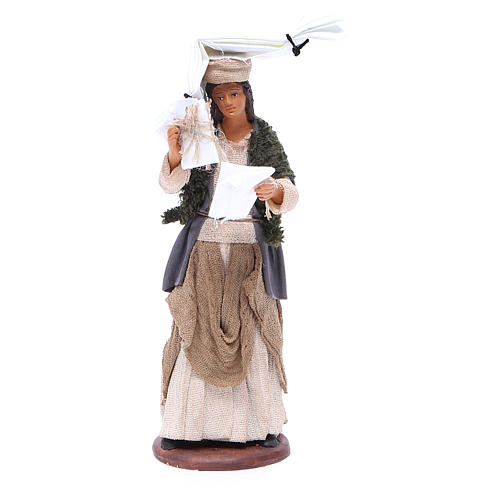 Frau mit Wäsche auf dem Kopf 14cm neapolitanische Krippe 1