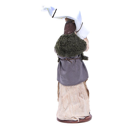 Frau mit Wäsche auf dem Kopf 14cm neapolitanische Krippe 4