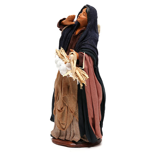 Woman holding sack of apples and log for Neapolitan Nativity, 14cm 3