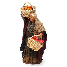 Woman carrying basket of fruit for Neapolitan Nativity, 14cm