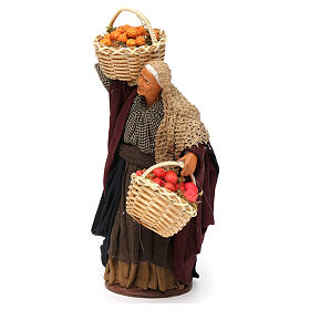 Donna cesto di frutta in mano 14 cm presepe Napoli