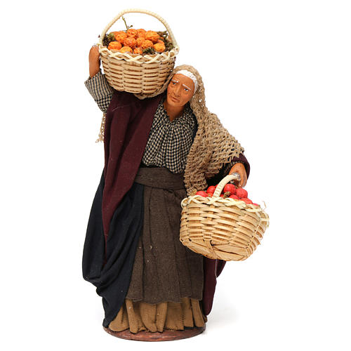 Woman carrying basket of fruit for Neapolitan Nativity, 14cm 1