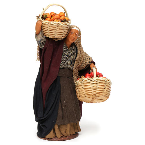 Woman carrying basket of fruit for Neapolitan Nativity, 14cm 3