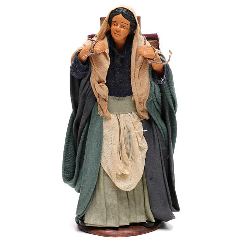 Woman carrying fabrics, figurine for Neapolitan Nativity, 14cm 1