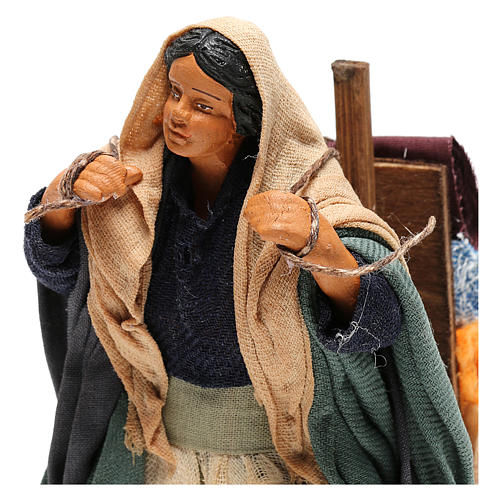 Woman carrying fabrics, figurine for Neapolitan Nativity, 14cm 2