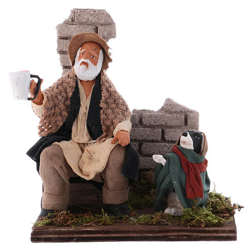 Beggar with dog figurine for Neapolitan Nativity, 12cm 1