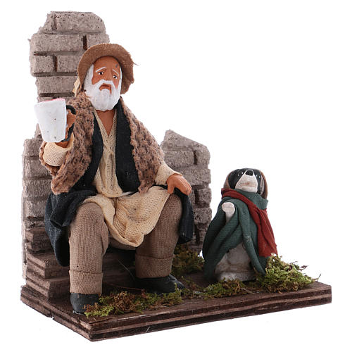Beggar with dog figurine for Neapolitan Nativity, 12cm 3