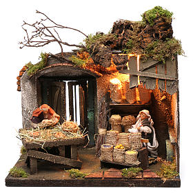 Illuminated farmer with goose figurine for Neapolitan Nativity, 12cm