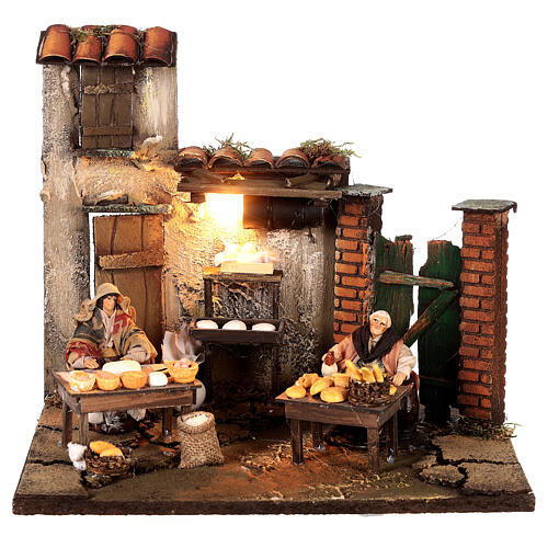Fornaio 10 cm illuminato presepe napoletano 1