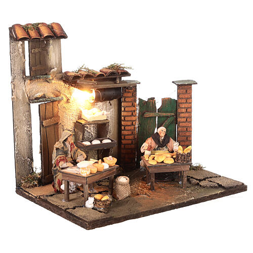 Fornaio 10 cm illuminato presepe napoletano 5