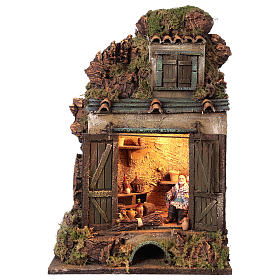 Cellar setting for Neapolitan Nativity, with lights 10cm