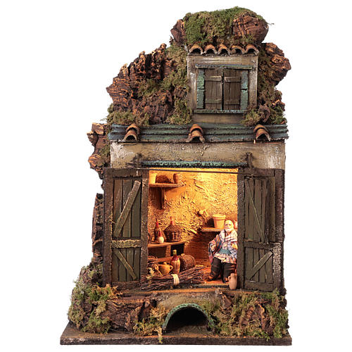 Cellar setting for Neapolitan Nativity, with lights 10cm 1