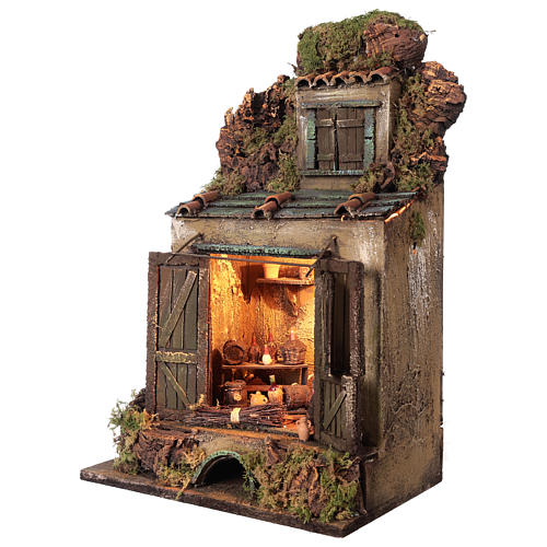 Cellar setting for Neapolitan Nativity, with lights 10cm 3