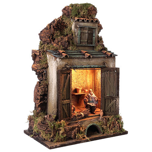 Cellar setting for Neapolitan Nativity, with lights 10cm 4