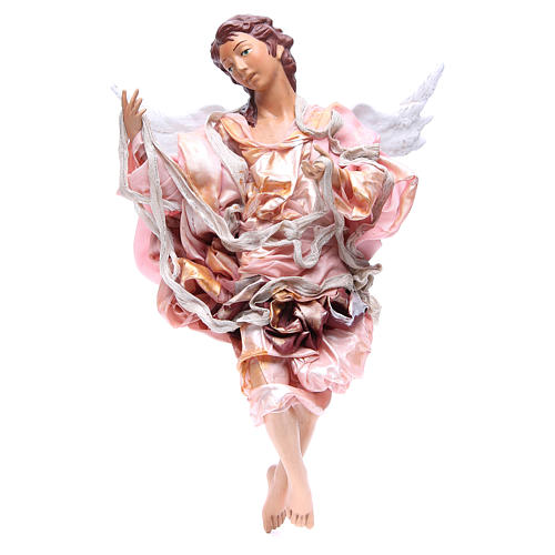 Red angel with rose clothes, figurine for Neapolitan Nativity, 45cm 1