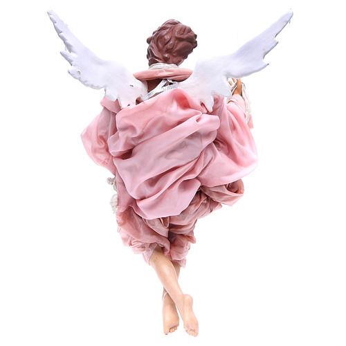 Anioł czerwony 45 cm różowe szaty szopka z Neapolu 2