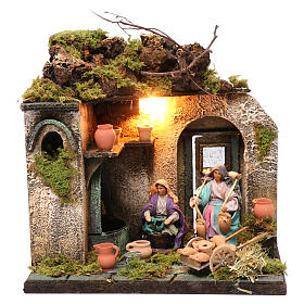 Potter figurine for Neapolitan Nativity, with lights 10cm