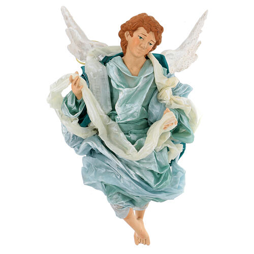 Blonde angel with green clothes, figurine for Neapolitan Nativity, 45cm 1