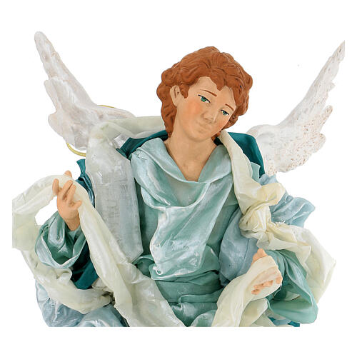 Blonde angel with green clothes, figurine for Neapolitan Nativity, 45cm 2