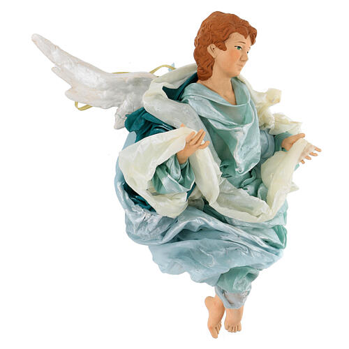 Blonde angel with green clothes, figurine for Neapolitan Nativity, 45cm 3