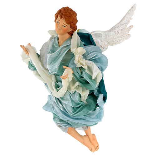 Blonde angel with green clothes, figurine for Neapolitan Nativity, 45cm 4