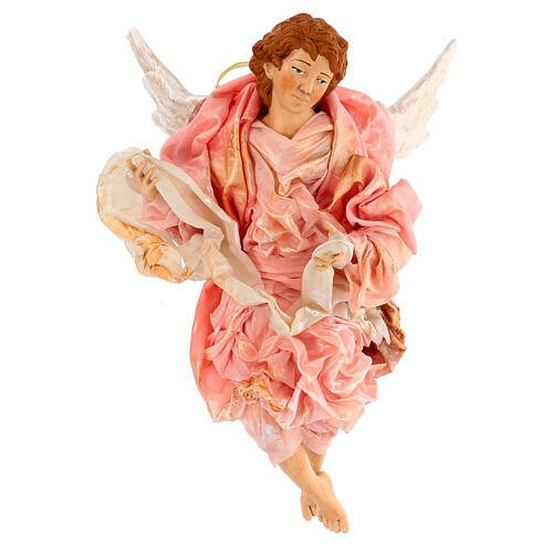 Anioł blondyn 45 cm różowe szaty szopka z Neapolu 1
