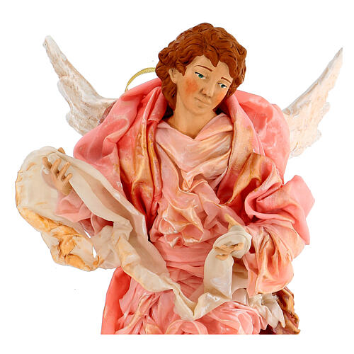 Anioł blondyn 45 cm różowe szaty szopka z Neapolu 2