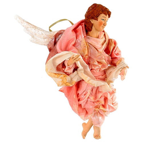Anioł blondyn 45 cm różowe szaty szopka z Neapolu 3