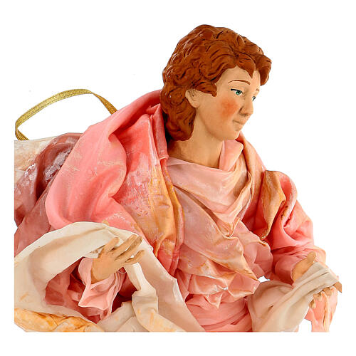 Anioł blondyn 45 cm różowe szaty szopka z Neapolu 4