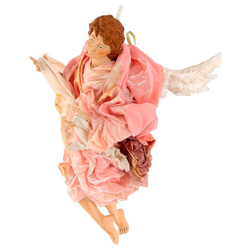 Anioł blondyn 45 cm różowe szaty szopka z Neapolu 5