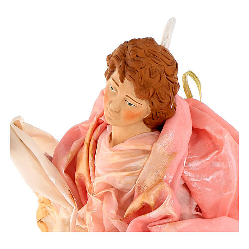 Anioł blondyn 45 cm różowe szaty szopka z Neapolu 6