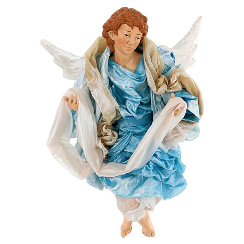 Blonde angel with light blue clothes, figurine for Neapolitan Nativity, 45cm 1