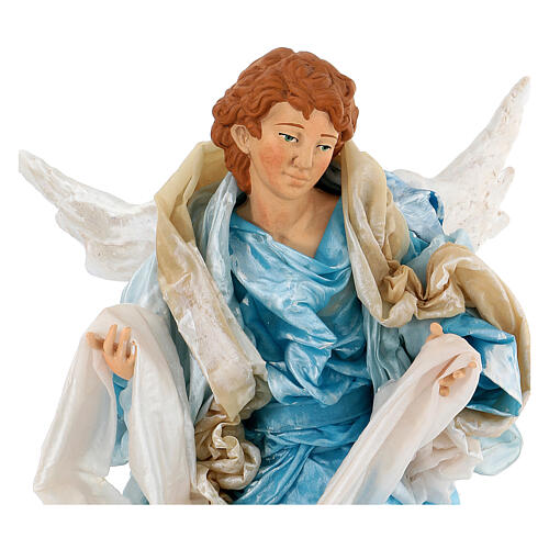 Blonde angel with light blue clothes, figurine for Neapolitan Nativity, 45cm 2