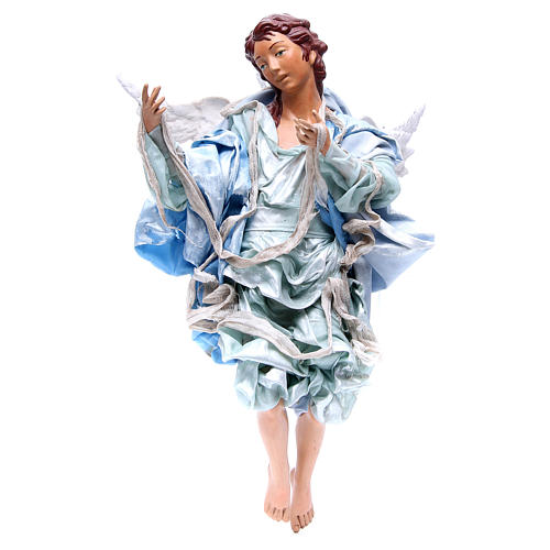 Red angel with light blue clothes, figurine for Neapolitan Nativity, 45cm 1